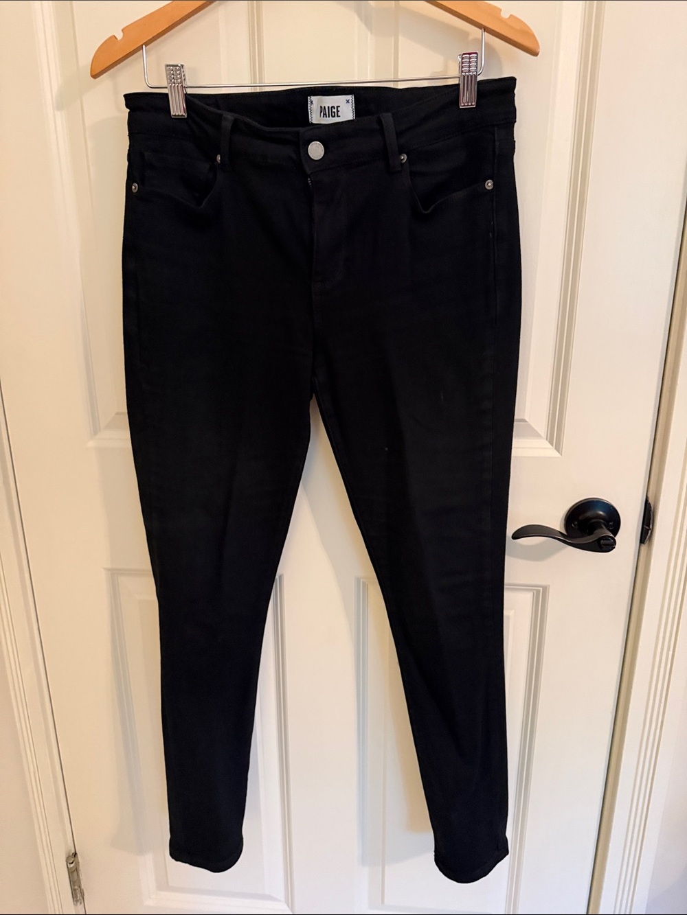 PAIGE Black Skinny Jeans — Classic High-Rise Stretch